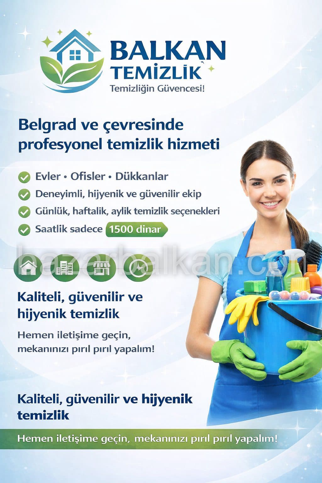 Belgrad'da Profesyonel Ev Temizliği – Saatlik 1.500 Dinar